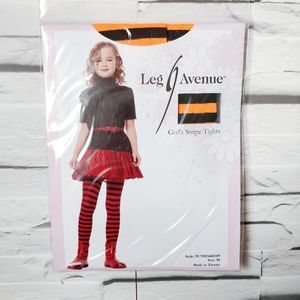 Leg Avenue Girl's Orange/Black Striped Tights